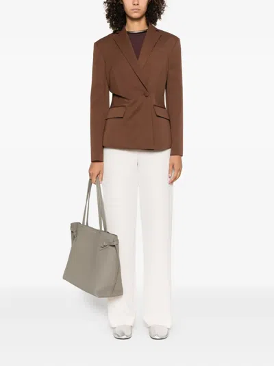 Patrizia Pepe Asymmetrical Single-button Blazer In Brown