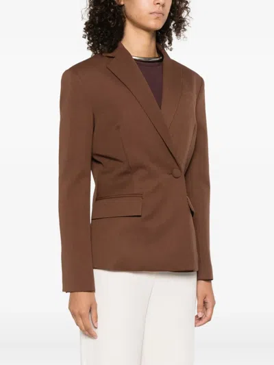 Patrizia Pepe Asymmetrical Single-button Blazer In Brown