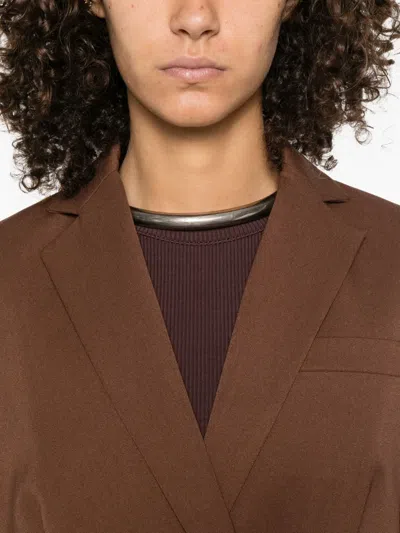 Patrizia Pepe Asymmetrical Single-button Blazer In Brown