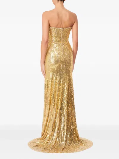 Jenny Packham Sarai Sequin-embellished Strapless Maxi Dress In Brown