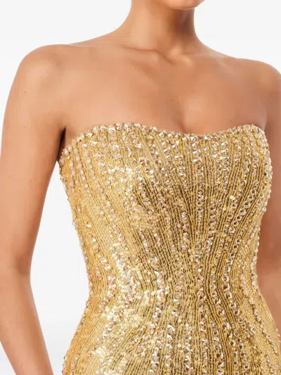 Jenny Packham Sarai Sequin-embellished Strapless Maxi Dress In Brown