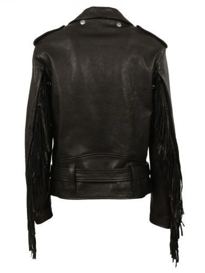 Shop Golden Goose Fringed Detail Bicker Leather Jacket In Black