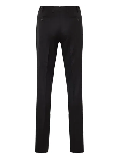 Corneliani Raw-edge Wool Trousers In Black