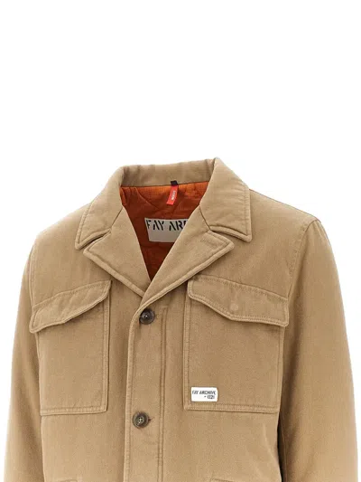 Fay Buttoned Flap-pocket Jacket In Brown