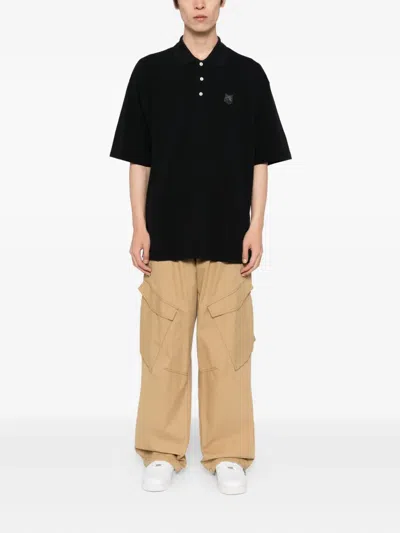 Maison Kitsuné Bold Fox Head Patch Oversize Polo In Black
