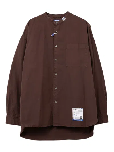 In・stru(men-tal) Band-collar Long-sleeve Shirt In Brown