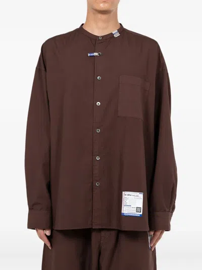 In・stru(men-tal) Band-collar Long-sleeve Shirt In Brown