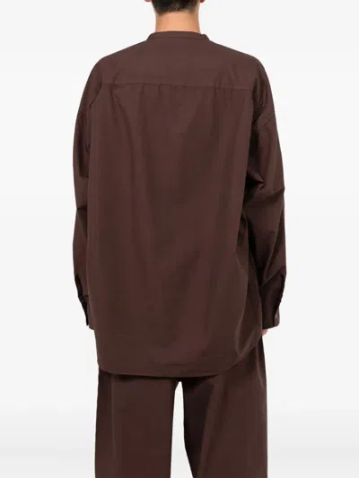 In・stru(men-tal) Band-collar Long-sleeve Shirt In Brown