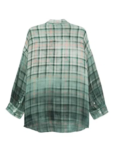 R13 Checked-pattern Shirt In Green