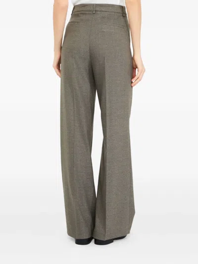 Liu •jo Tailored Wide-leg Trousers With Subtle Herringbone Pattern In Brown