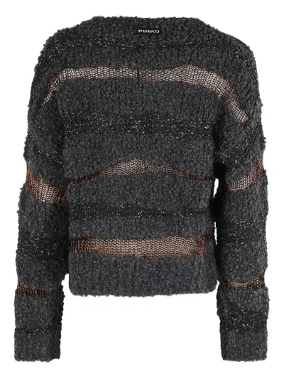 Pinko Crew Neck Knitted Long Sleeves Sweater In Gray