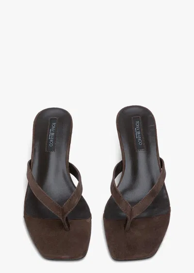 Tony Bianco Topaz Thong Heeled Sandals Espresso Suede In Brown