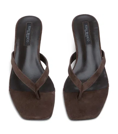 Tony Bianco Topaz Thong Heeled Sandals Espresso Suede In Brown