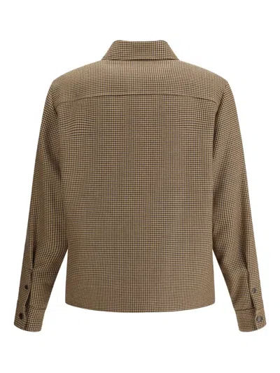 Moncler Houndstooth-pattern Zip-front Jacket In Brown