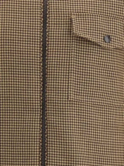 Moncler Houndstooth-pattern Zip-front Jacket In Brown