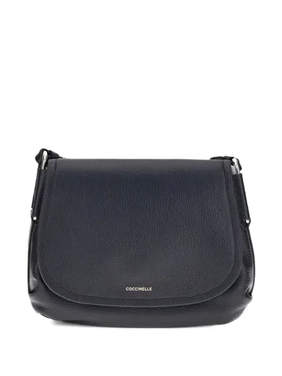Coccinelle Flap-fastening Leather Cross-body Bag In Black