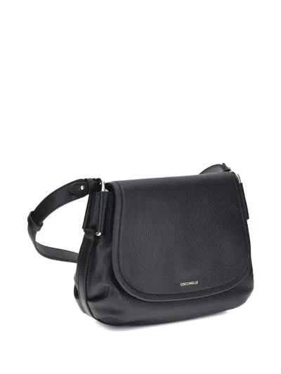 Coccinelle Flap-fastening Leather Cross-body Bag In Black