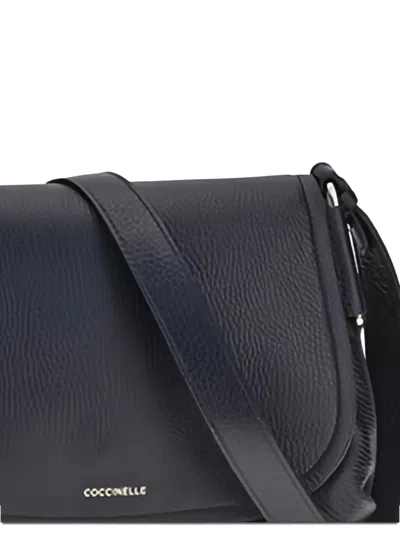 Coccinelle Flap-fastening Leather Cross-body Bag In Black