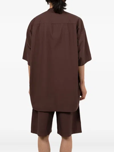 In・stru(men-tal) Half-sleeve Button Shirt In Brown