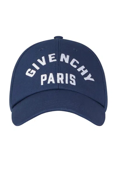 Givenchy Men Baseball Cap With Embroidered Logo In Blue