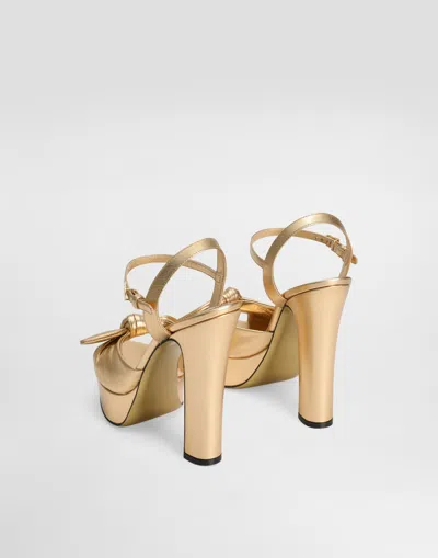 Dolce & Gabbana Metallic Leather Platform Sandals In Gold