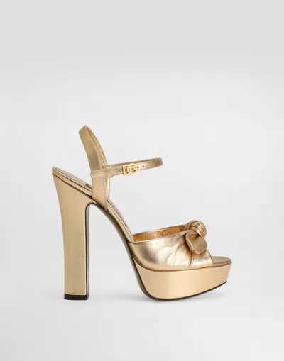 Dolce & Gabbana Metallic Leather Platform Sandals In Gold
