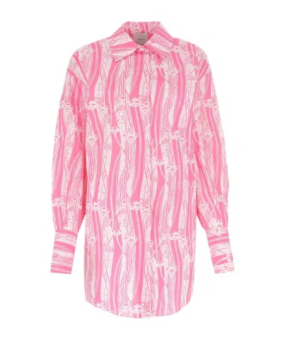 Patou Printed Poplin Chemisier Dress In Pink