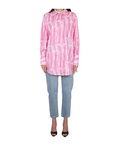 Patou Printed Poplin Chemisier Dress In Pink