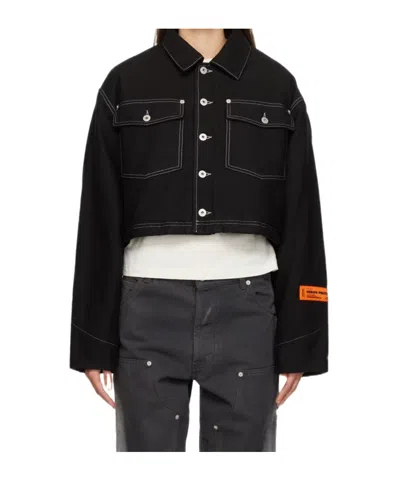 Heron Preston Short Button Cotton Jacket In Black