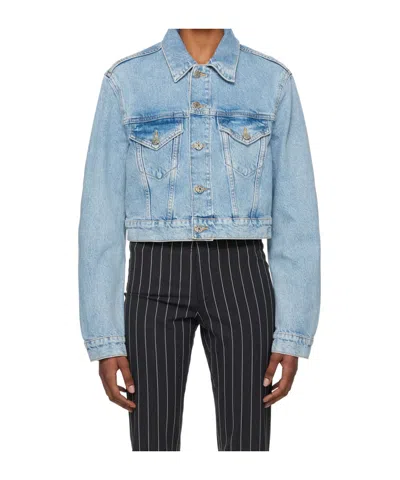 Filippa K Buttoned Cropped Denim Jacket In Blue