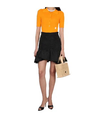 Patou Flounced Mini Skirt In Black