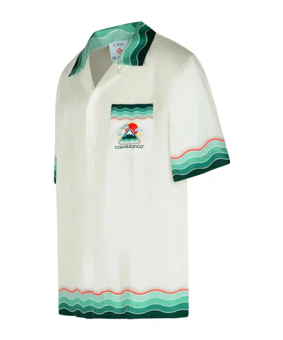 Casablanca Silk Short-sleeved Shirt With Wave In Multi