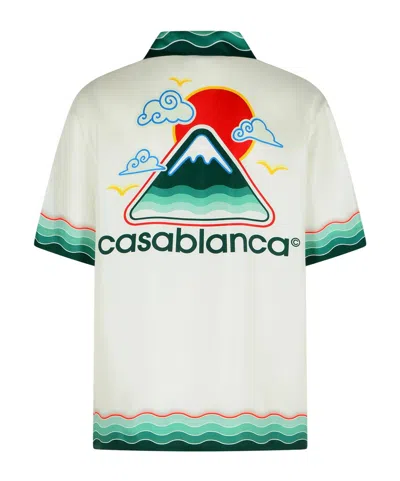 Casablanca Silk Short-sleeved Shirt With Wave In Multi