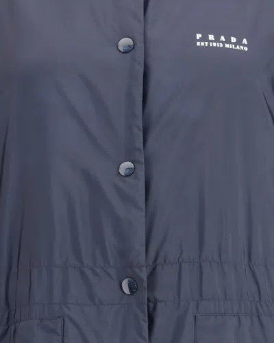 Prada Midnight Re-nylon Trench Coat In Brown