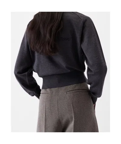 Jacquemus Sweater With Round Neck Brode In Merino Wool In Black