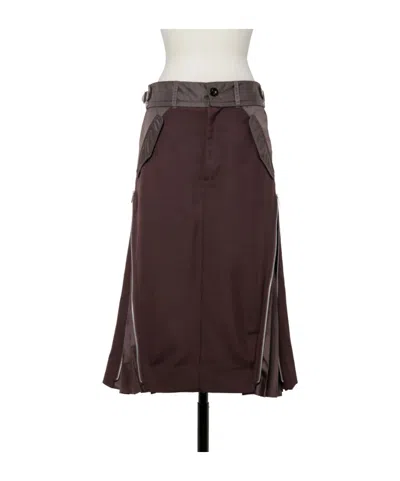 Sacai Tailored Brown Suiting Mix Skirt With Structured Silhouette In Brown