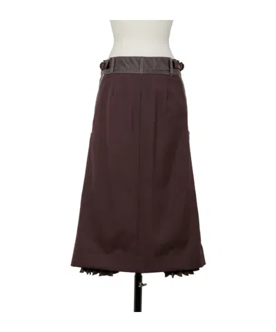 Sacai Tailored Brown Suiting Mix Skirt With Structured Silhouette In Brown
