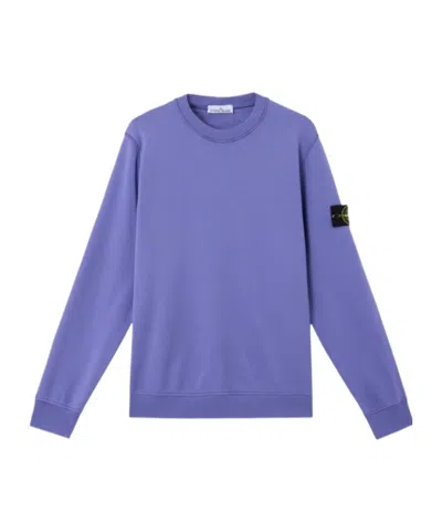 Stone Island Ribbed Crew Neck Sweatshirt In Purple