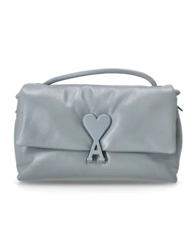 Ami Alexandre Mattiussi Voulez Vous Bag Shoulder Bag In Cyan Leather In Gray