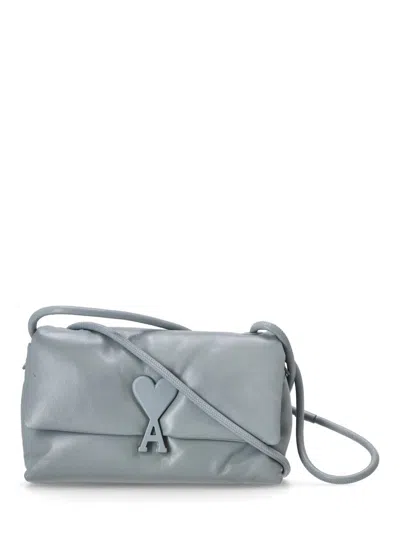 Ami Alexandre Mattiussi Voulez Vous Bag Shoulder Bag In Cyan Leather In Gray