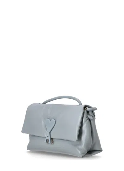 Ami Alexandre Mattiussi Voulez Vous Bag Shoulder Bag In Cyan Leather In Gray