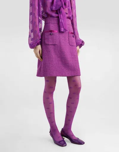 Dolce & Gabbana Rachel Tweed Mini-skirt In Purple