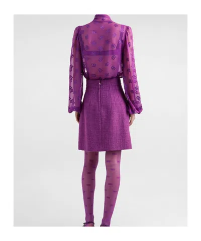 Dolce & Gabbana Rachel Tweed Mini-skirt In Purple
