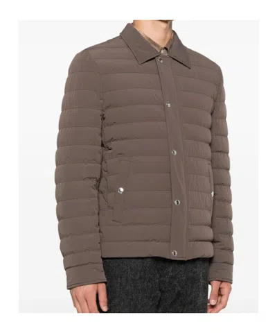 Brunello Cucinelli Men Nylon Short Down Jacket In Animal Print