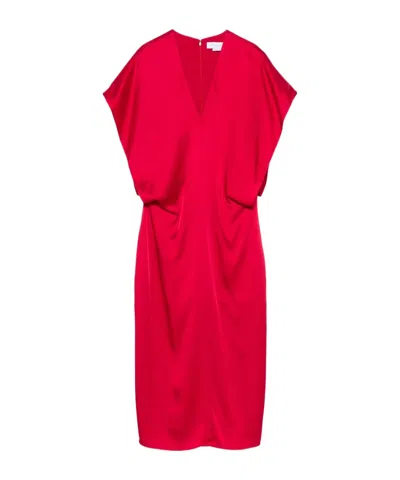 Stella Mccartney Stella Mc Cartney Satin V Necked Midi Dress In Red