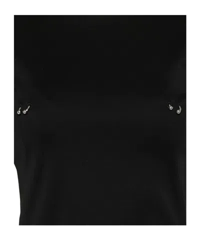 Mugler Cropped Tshirt Embellished Embellishments In Black