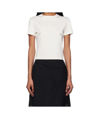 Mugler Piercing-detail Cotton T-shirt In White