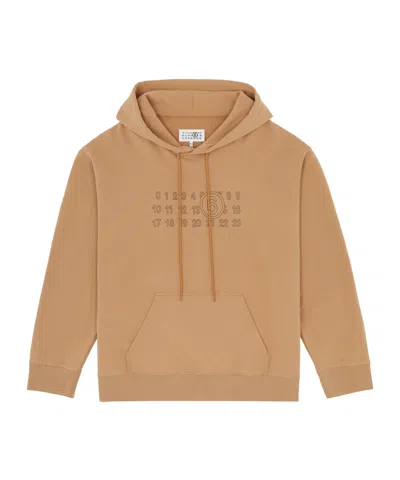 Mm6 Maison Margiela Mm6 By Maison Margiela Relaxed-fit Cotton Hoodie With Unique Graphic Print In Brown