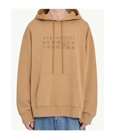 Mm6 Maison Margiela Mm6 By Maison Margiela Relaxed-fit Cotton Hoodie With Unique Graphic Print In Brown
