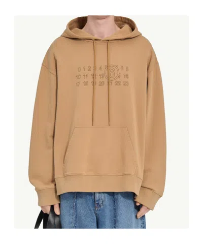 Mm6 Maison Margiela Mm6 By Maison Margiela Relaxed-fit Cotton Hoodie With Unique Graphic Print In Brown